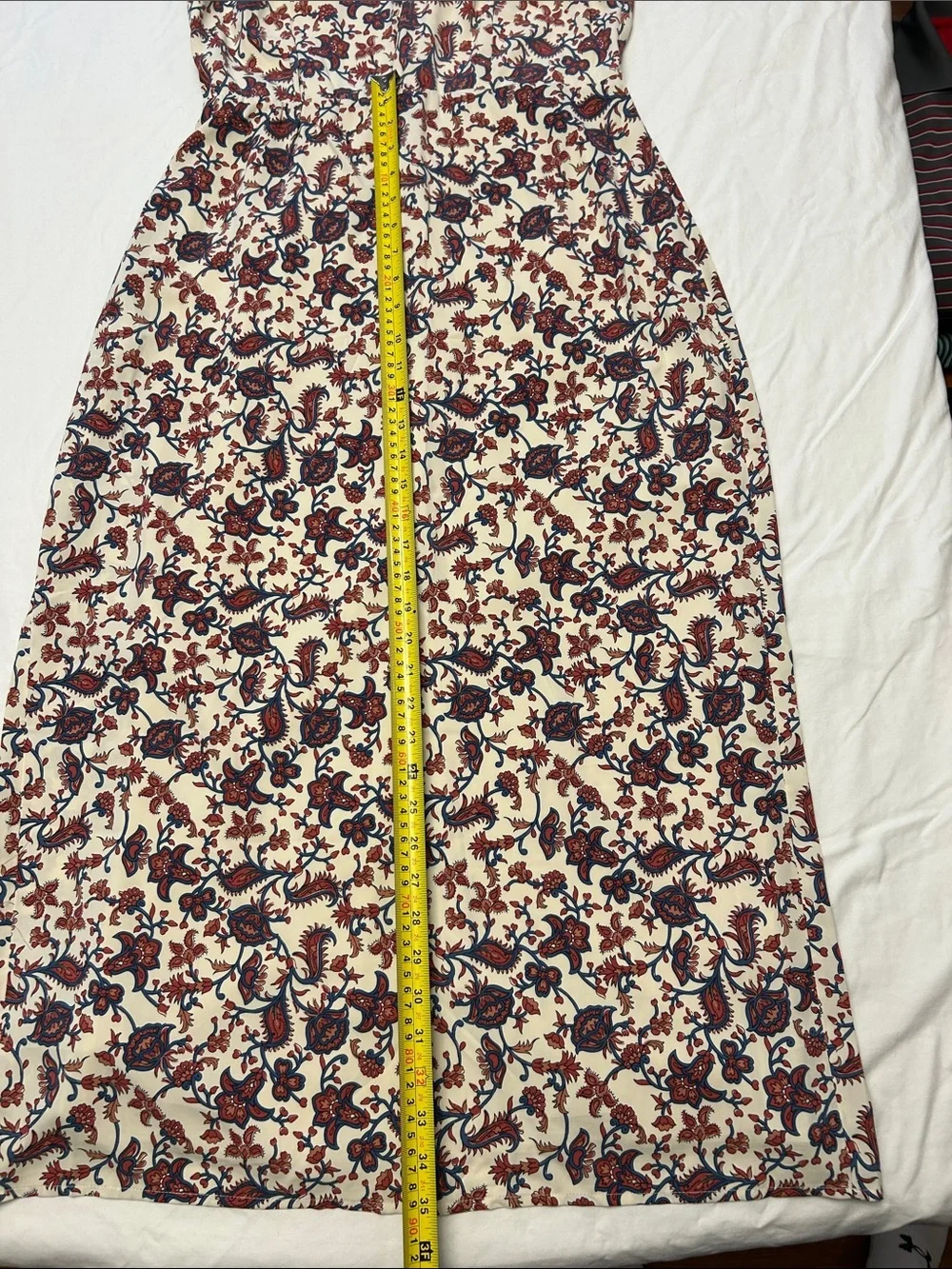 Abercrombie & Fitch Cream Floral Maxi Dress Red Navy Print Size L